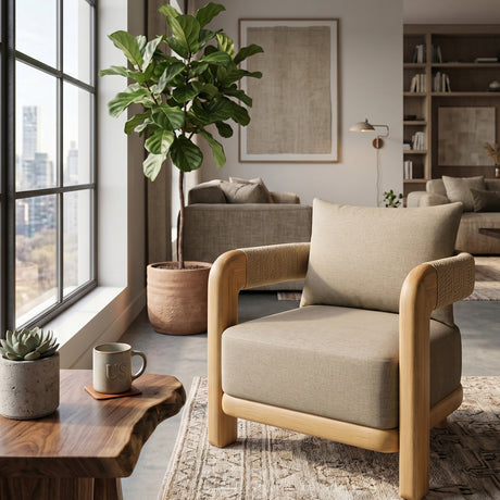   Cushioned Teak Outdoor Accent Chair | Oroa.com