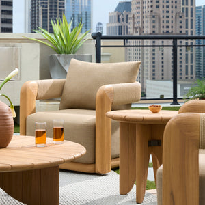   Cushioned Teak Outdoor Swivel Chair | Oroa.com