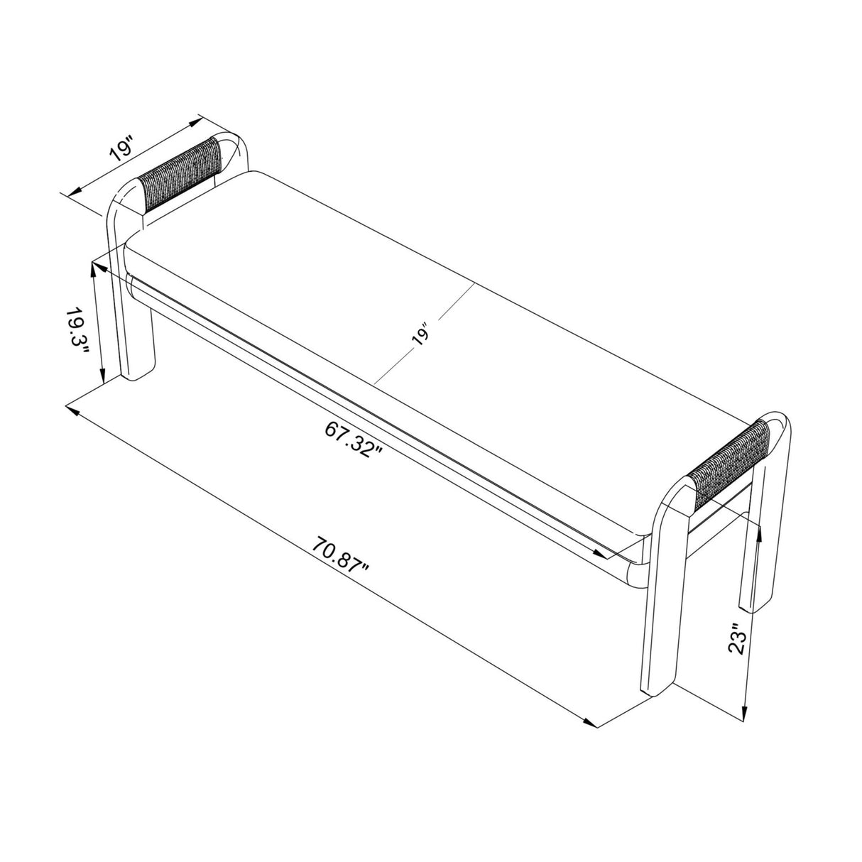   Cushioned Teak Outdoor Backless Bench | Oroa.com