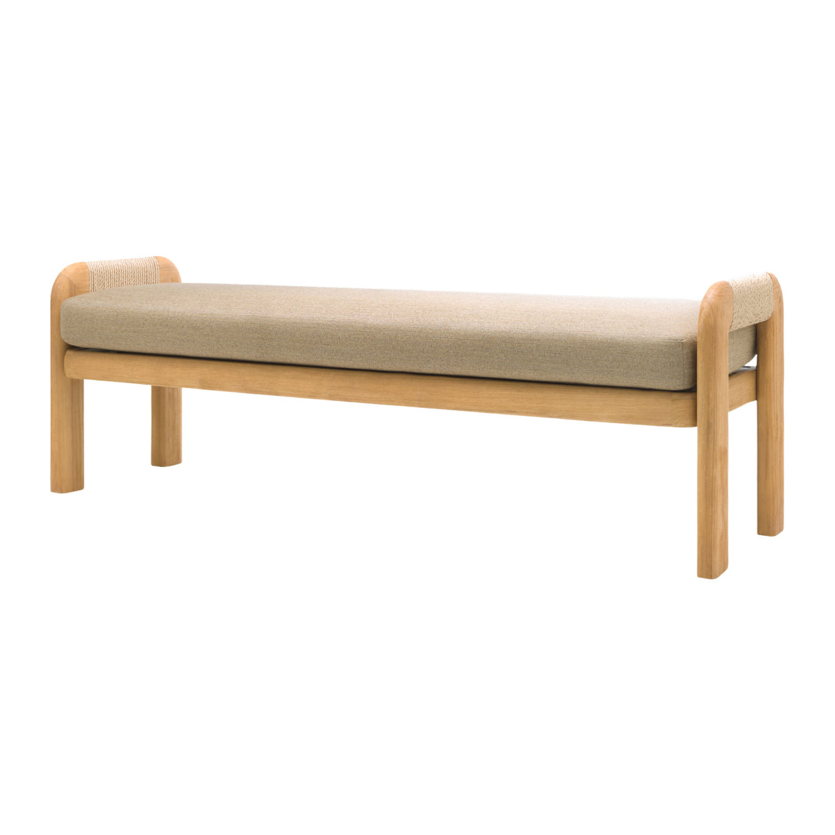   Cushioned Teak Outdoor Backless Bench | Oroa.com