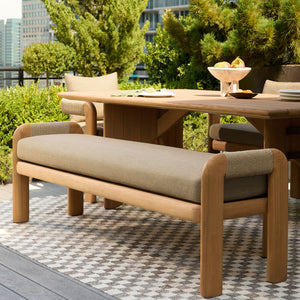   Cushioned Teak Outdoor Backless Bench | Oroa.com