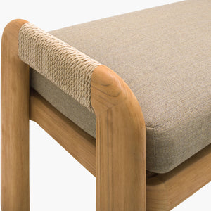   Cushioned Teak Outdoor Backless Bench | Oroa.com