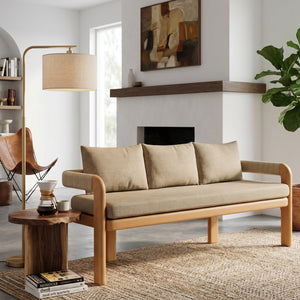  Cushioned Teak Outdoor Bench | Oroa.com