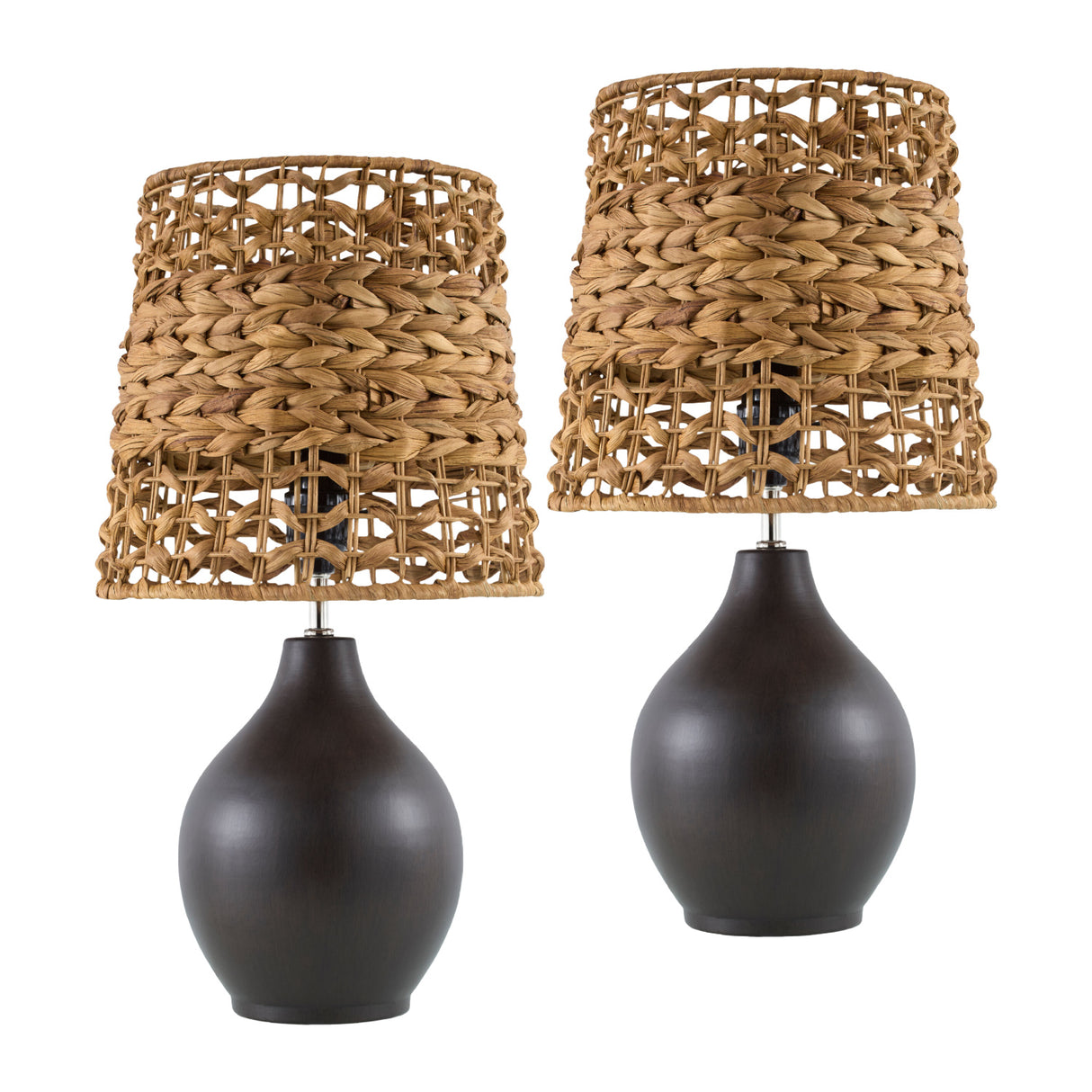   Modern European furniture - Braided Seagrass Ceramic Table Lamps (2) - www.oroa.com | Oroa.com
