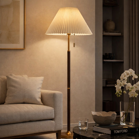   Pleated White Linen Floor Lamp | Oroa.com