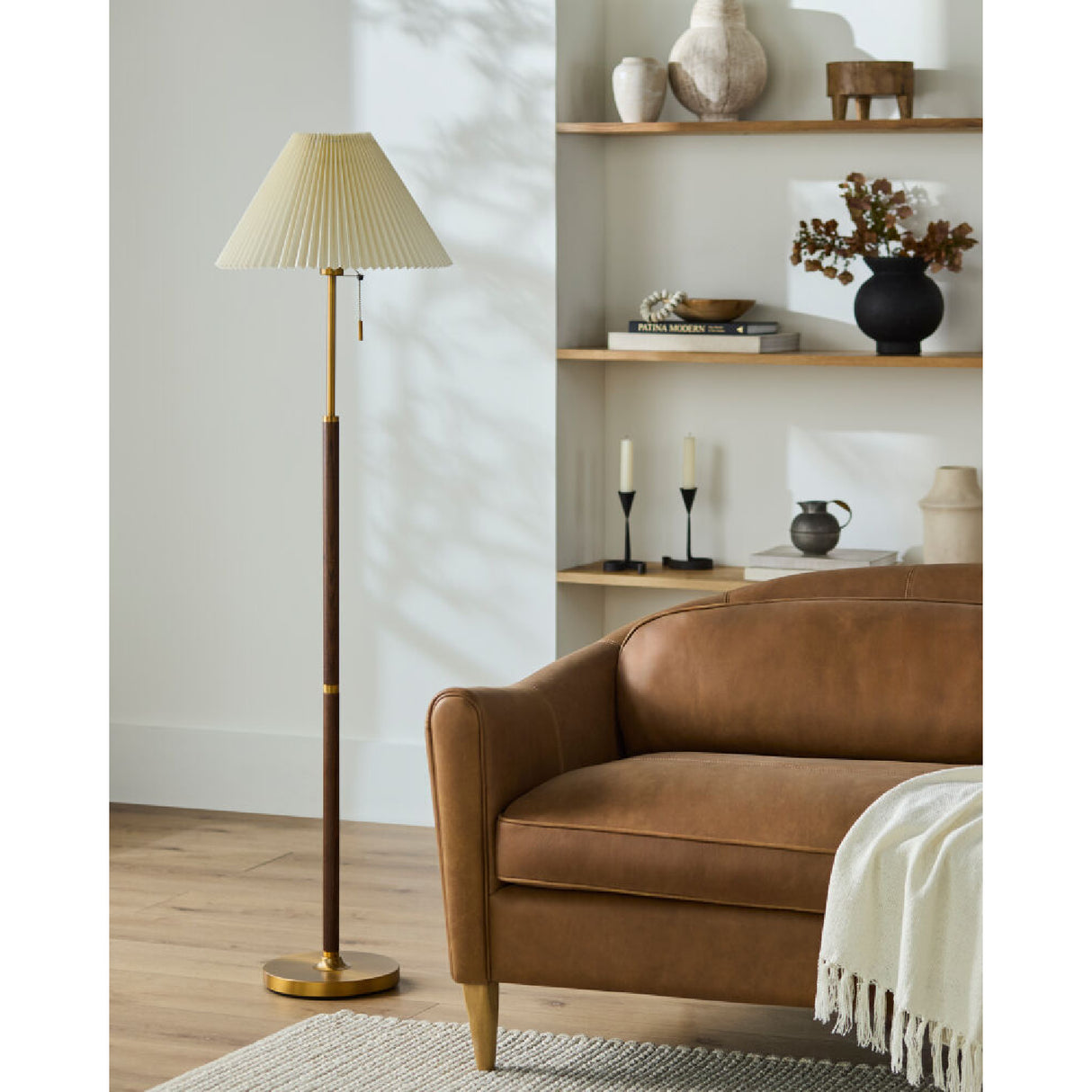   Pleated White Linen Floor Lamp | Oroa.com
