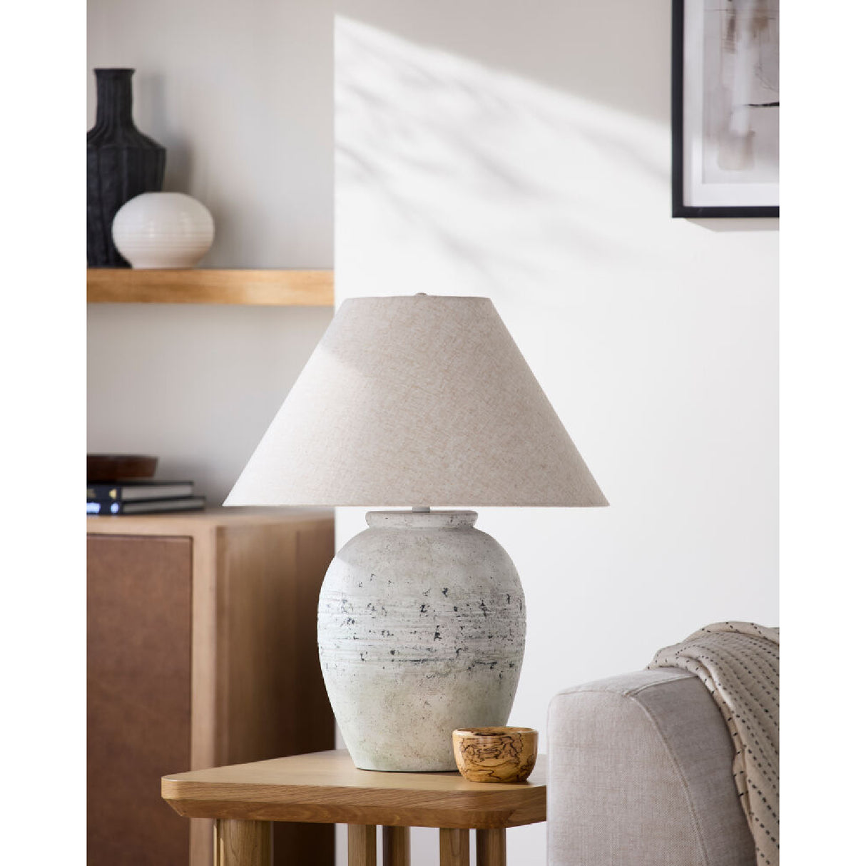   Painted White Cement Table Lamp | Oroa.com