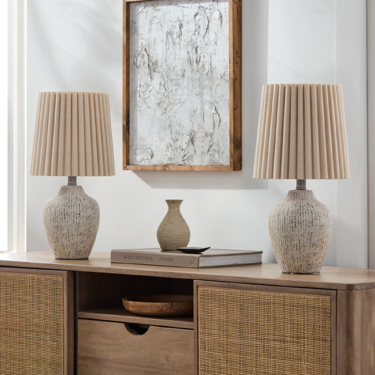   Modern European furniture - Pleated Linen Shade Table Lamps (2) - www.oroa.com | Oroa.com
