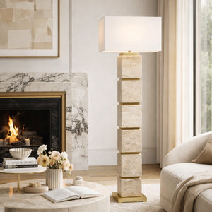   Modern European furniture - Burnished Yellow Travertine Floor Lamp - www.oroa.com | Oroa.com