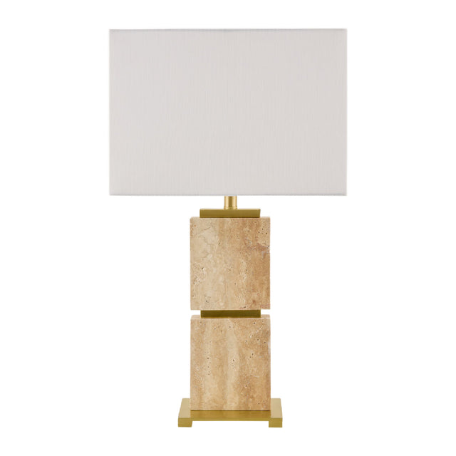 Modern European furniture - Natural Travertine Accent Table Lamp - www.oroa.com