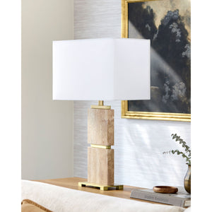   Modern European furniture - Natural Travertine Accent Table Lamp - www.oroa.com | Oroa.com