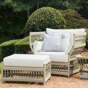   Cushioned Wicker Outdoor Ottoman | Oroa.com