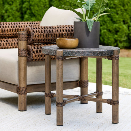   Brown Stone Round Outdoor End Table | Oroa.com
