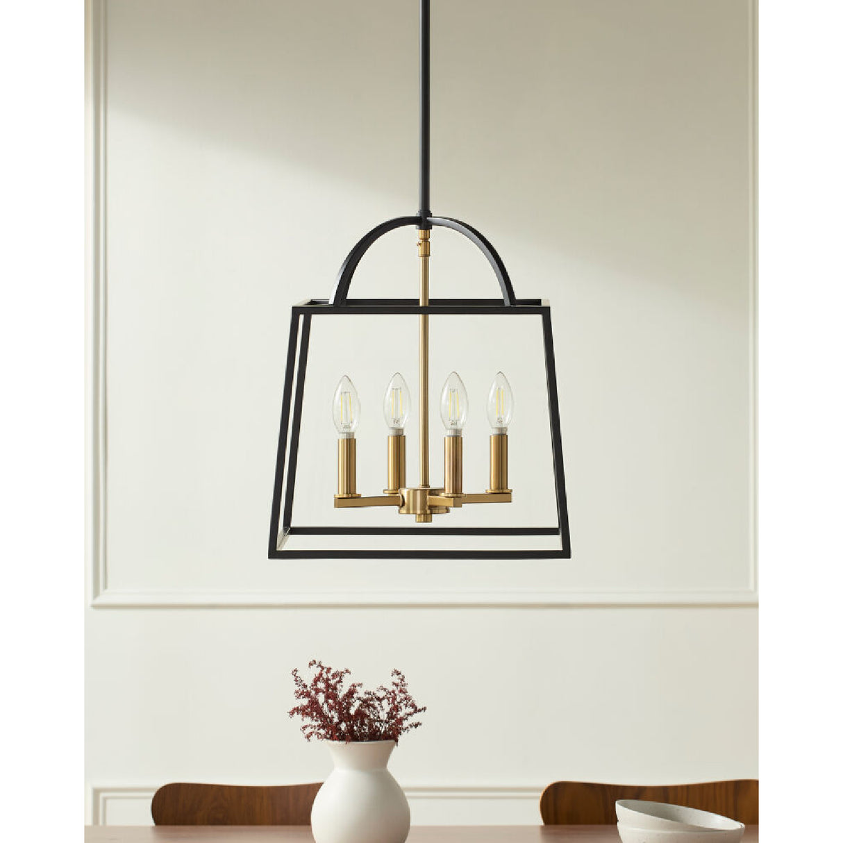   Modern European furniture - Black Iron Framed 4-Light Chandelier - www.oroa.com | Oroa.com