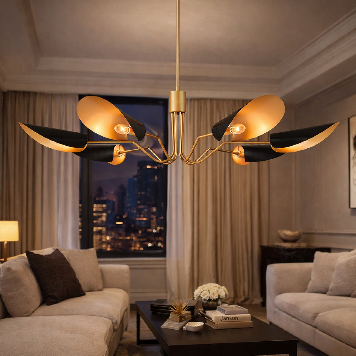   Modern European furniture - Black Metal Shades 6-Light Chandelier - www.oroa.com | Oroa.com