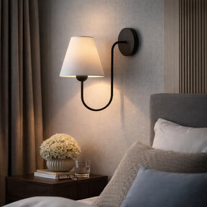  Modern European furniture - Linen Curved-Arm Wall Lamp - www.oroa.com | Oroa.com