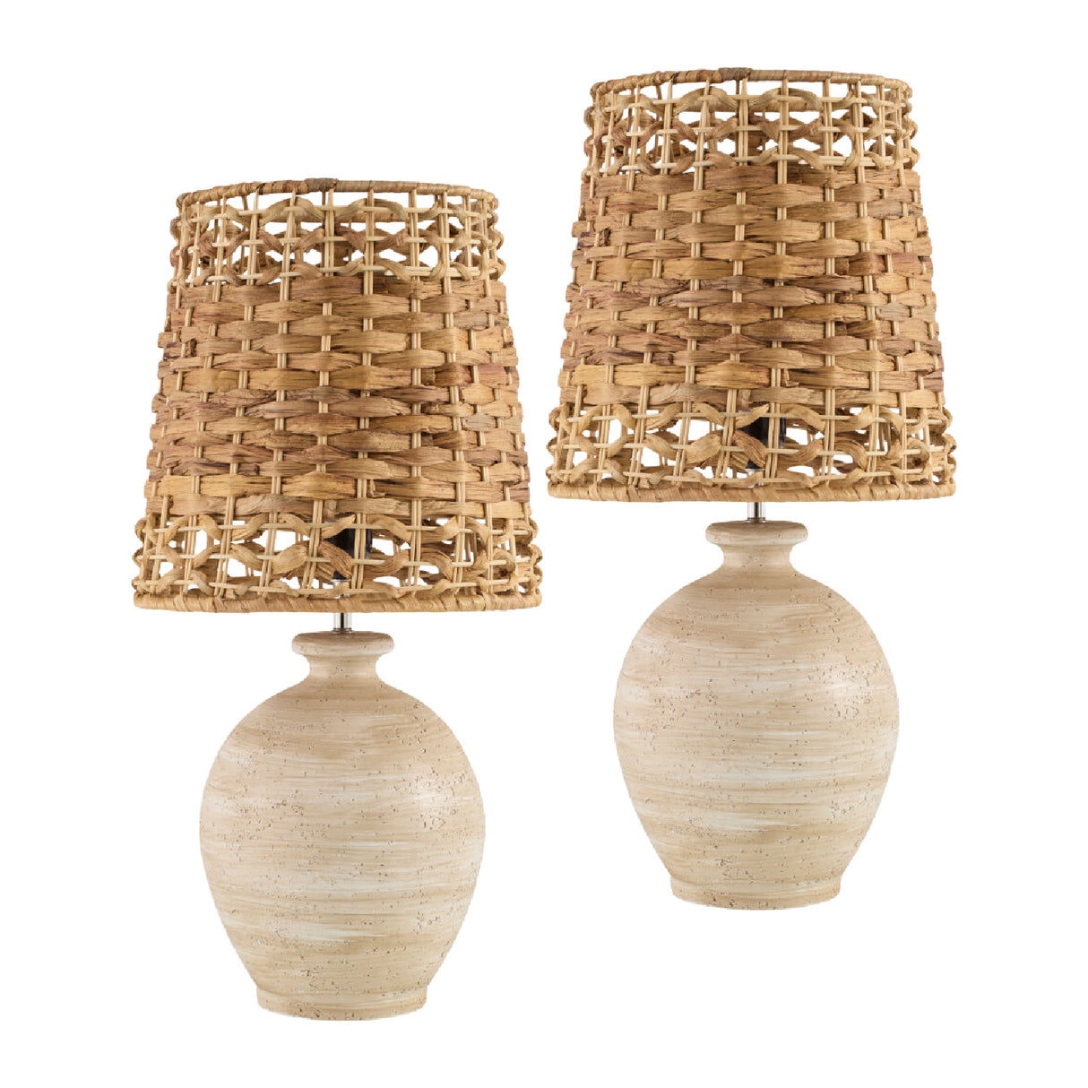   Modern European furniture - Cement Woven Seagrass Table Lamps (2) - www.oroa.com | Oroa.com