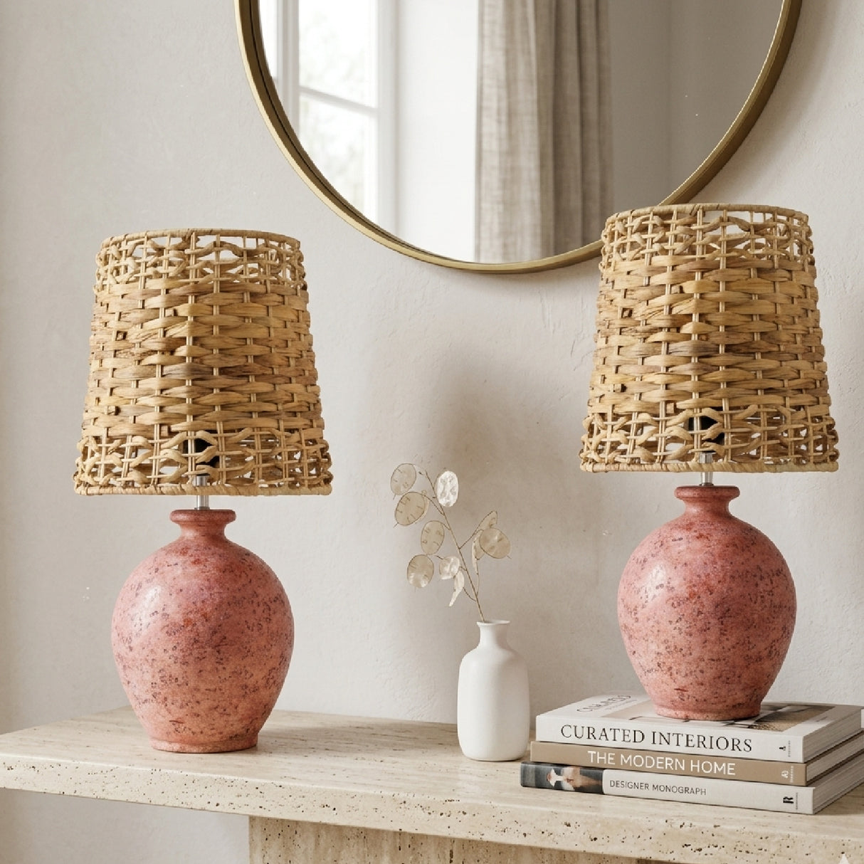   Modern European furniture - Cement Woven Seagrass Table Lamps (2) - www.oroa.com | Oroa.com