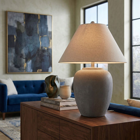   Modern European furniture - Glazed Gray Ceramic Table Lamp - www.oroa.com | Oroa.com