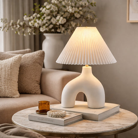   Modern European furniture - Pleated Fabric Arched Table Lamp - www.oroa.com | Oroa.com