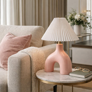   Modern European furniture - Pleated Fabric Arched Table Lamp - www.oroa.com | Oroa.com