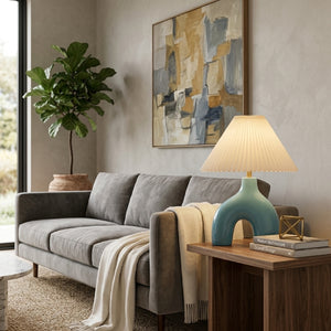   Modern European furniture - Pleated Fabric Arched Table Lamp - www.oroa.com | Oroa.com
