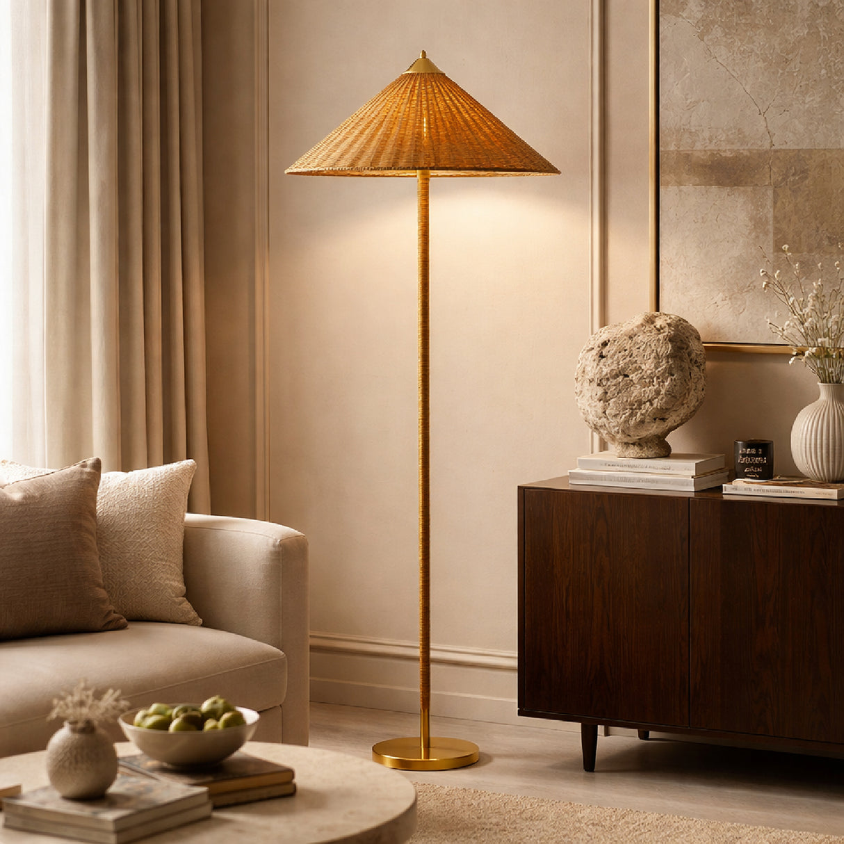   Modern European furniture - Conical Rattan Accent Floor Lamp - www.oroa.com | Oroa.com