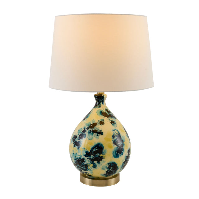 Modern European furniture - Blue Floral Glass Table Lamp - www.oroa.com