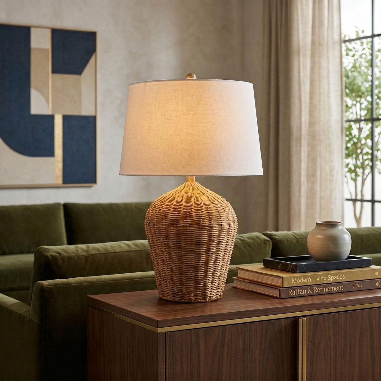   Modern European furniture - Natural Rattan Accent Table Lamp - www.oroa.com | Oroa.com