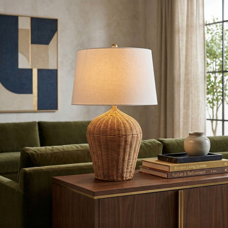  Modern European furniture - Natural Rattan Accent Table Lamp - www.oroa.com | Oroa.com