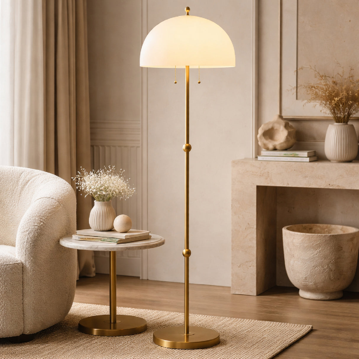   White Glass Dome Floor Lamp | Oroa.com