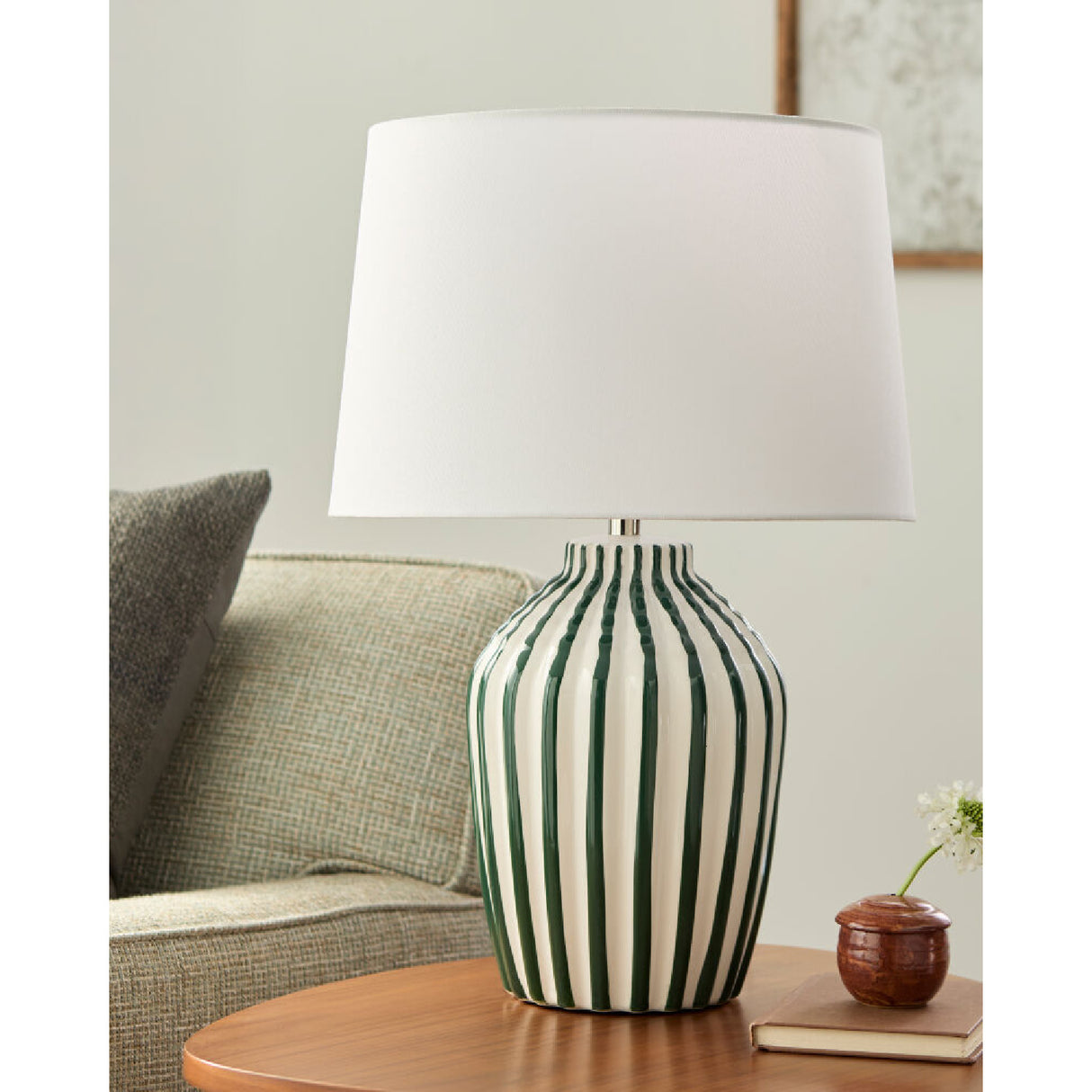   Lined Ceramic Accent Table Lamp | Oroa.com