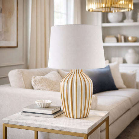   Lined Ceramic Accent Table Lamp | Oroa.com