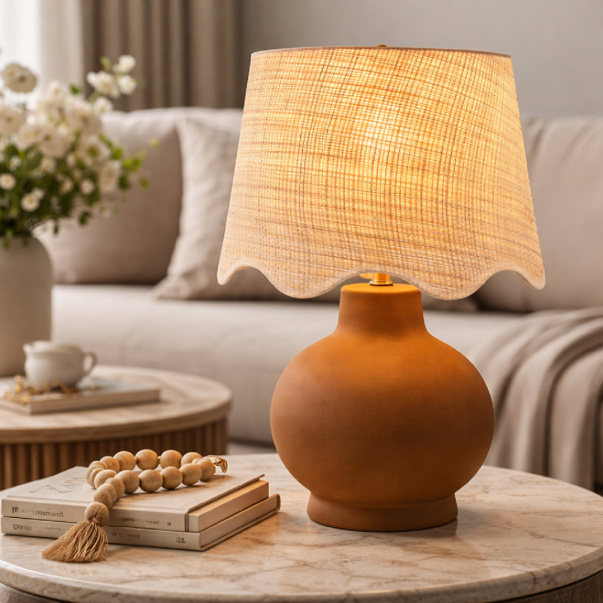   Modern European furniture - Wavy Linen Ceramic Table Lamp - www.oroa.com | Oroa.com