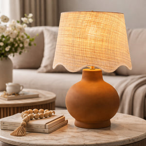   Modern European furniture - Wavy Linen Ceramic Table Lamp - www.oroa.com | Oroa.com