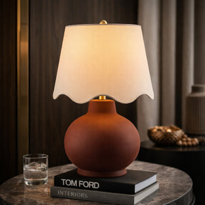   Modern European furniture - Wavy Linen Ceramic Table Lamp - www.oroa.com | Oroa.com