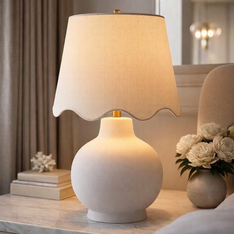   Modern European furniture - Wavy Linen Ceramic Table Lamp - www.oroa.com | Oroa.com