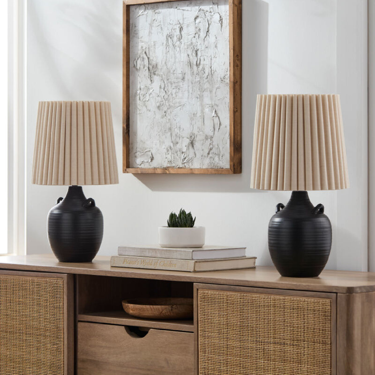   Ceramic Fluted Linen Table Lamps (2) | Oroa.com