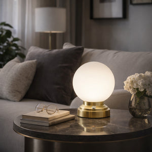   White Glass Globe Table Lamp | Oroa.com