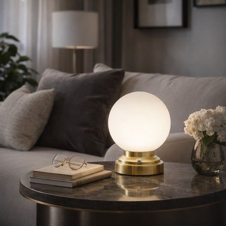   White Glass Globe Table Lamp | Oroa.com