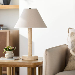   Modern European furniture - Cream Travertine Accent Table Lamp - www.oroa.com | Oroa.com