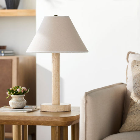   Modern European furniture - Cream Travertine Accent Table Lamp - www.oroa.com | Oroa.com