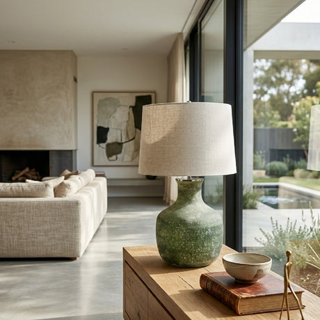   Sandblasted Green Glass Table Lamp | Oroa.com