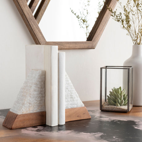   White Stone Triangular Bookend Set (2) | Oroa.com