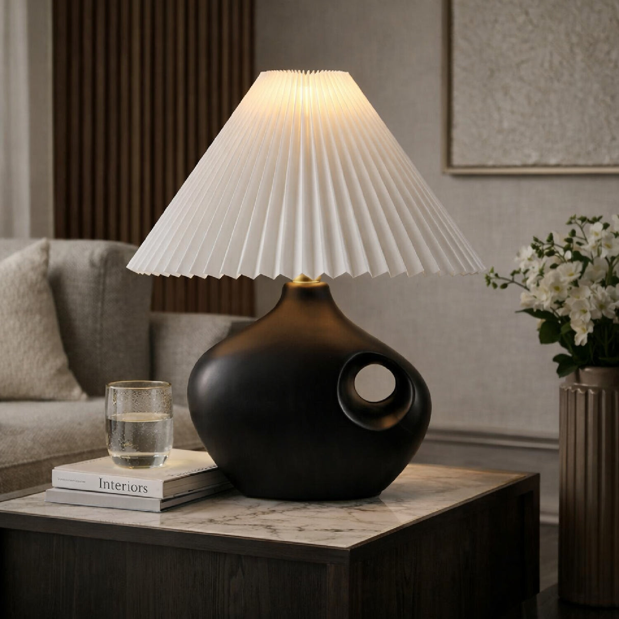   Pleated Linen Accent Table Lamp | Oroa.com