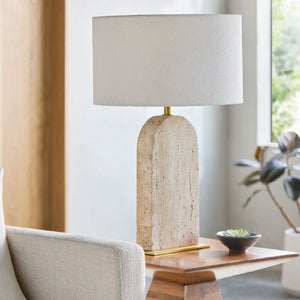   Modern European furniture - Beige Arched Travertine Table Lamp - www.oroa.com | Oroa.com