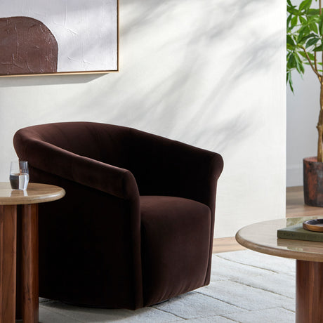   Brown Cotton Swivel Chair | Oroa.com