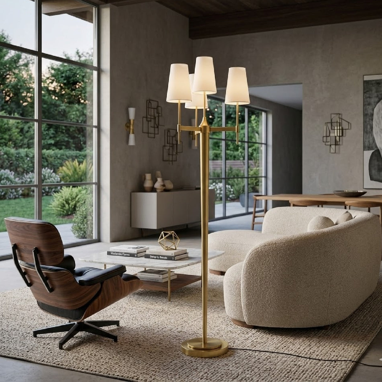   Modern European furniture - White Linen 3-Light Floor Lamp - www.oroa.com | Oroa.com