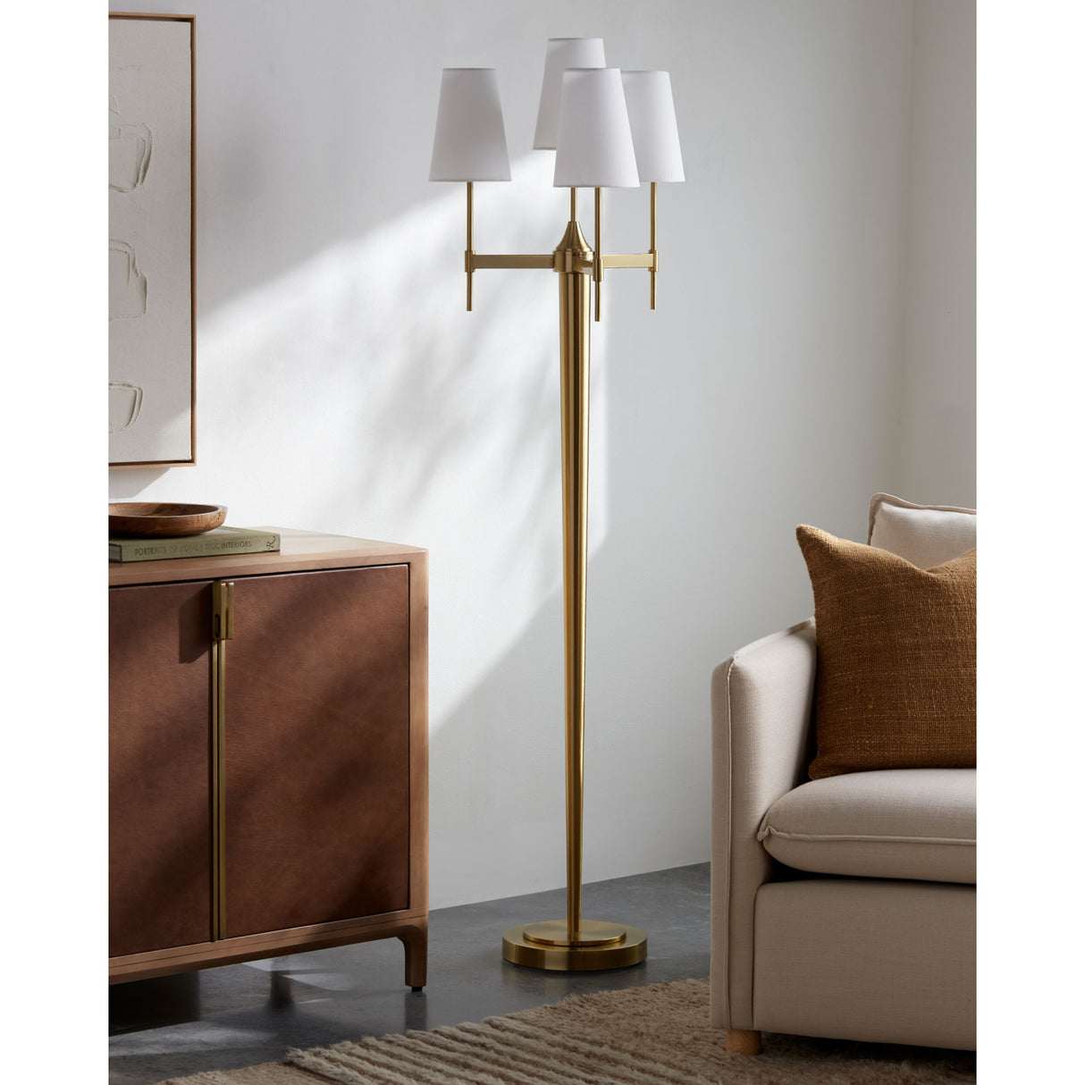   Modern European furniture - White Linen 3-Light Floor Lamp - www.oroa.com | Oroa.com