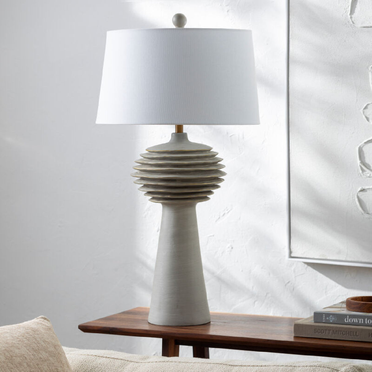   Modern European furniture - Gray Sculptured Accent Table Lamp - www.oroa.com | Oroa.com